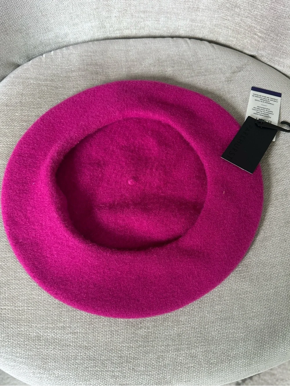 NWT Parkhurst Classic 100% Wool Basque Unisex Beret - bright pink - Picture 3 of 4